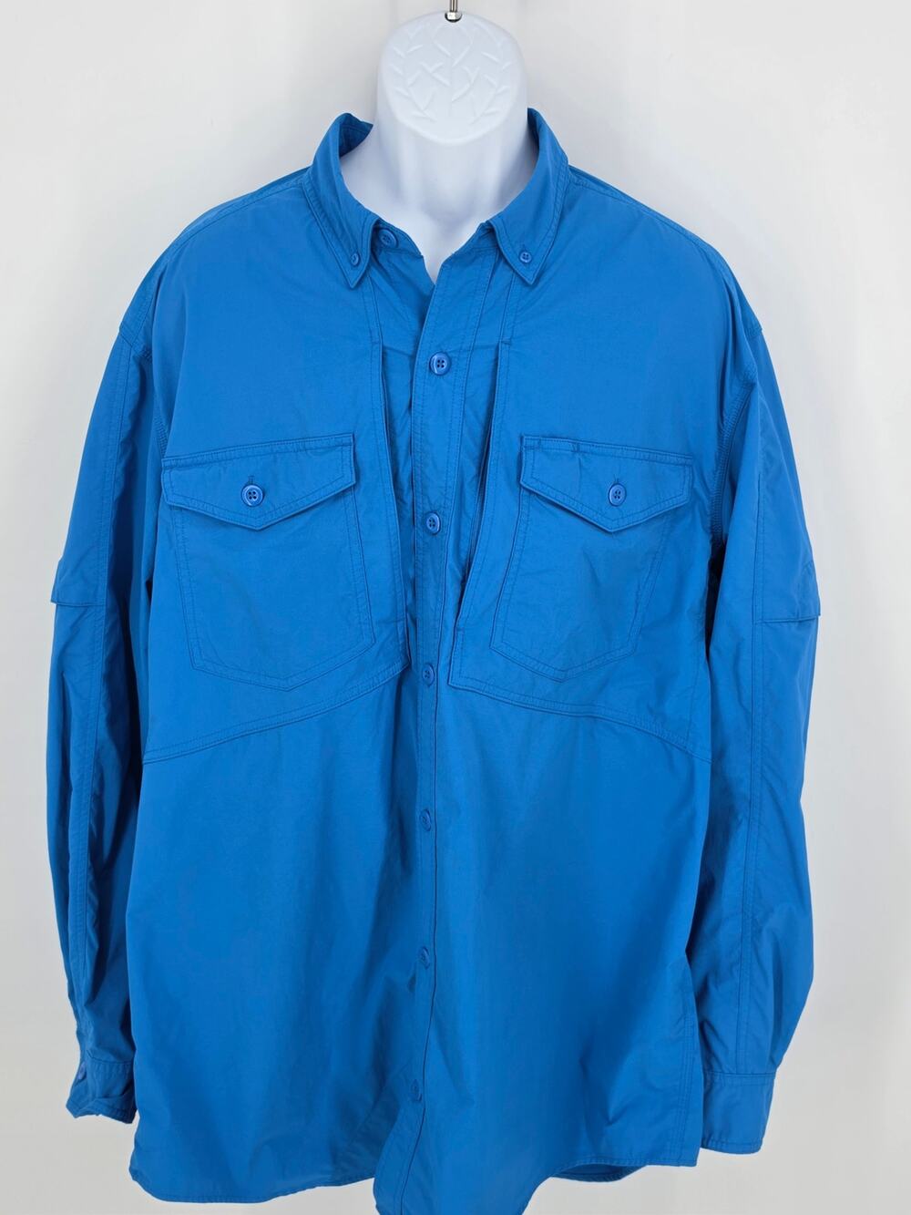 Alaskan Hardgear Shirt XL Tall Blue Long Sleeve Button Up Cargo Gorpcore Duluth